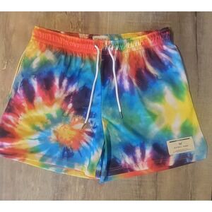 Ryoko Rain Men's 3XL Athletic Mesh Rainbow Tie Dye Shorts EUC Pockets